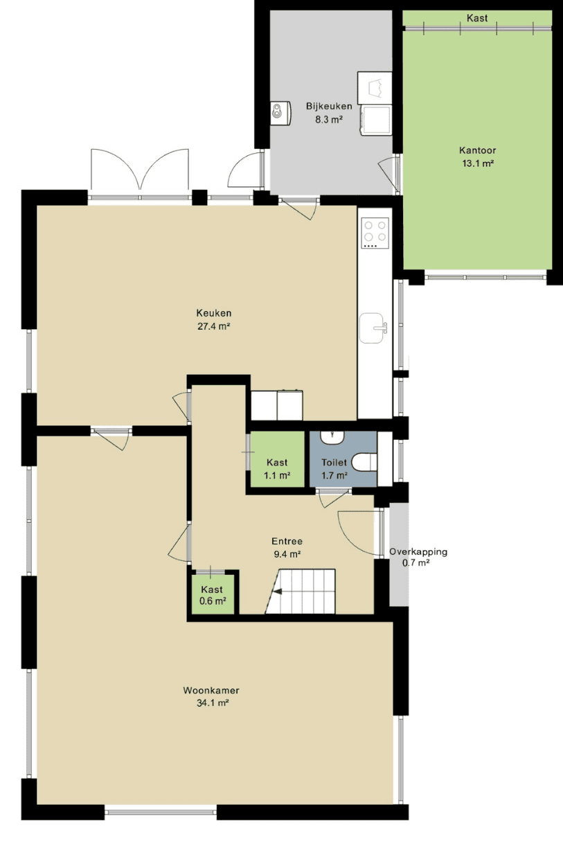 Bestaande plattegrond van een woning